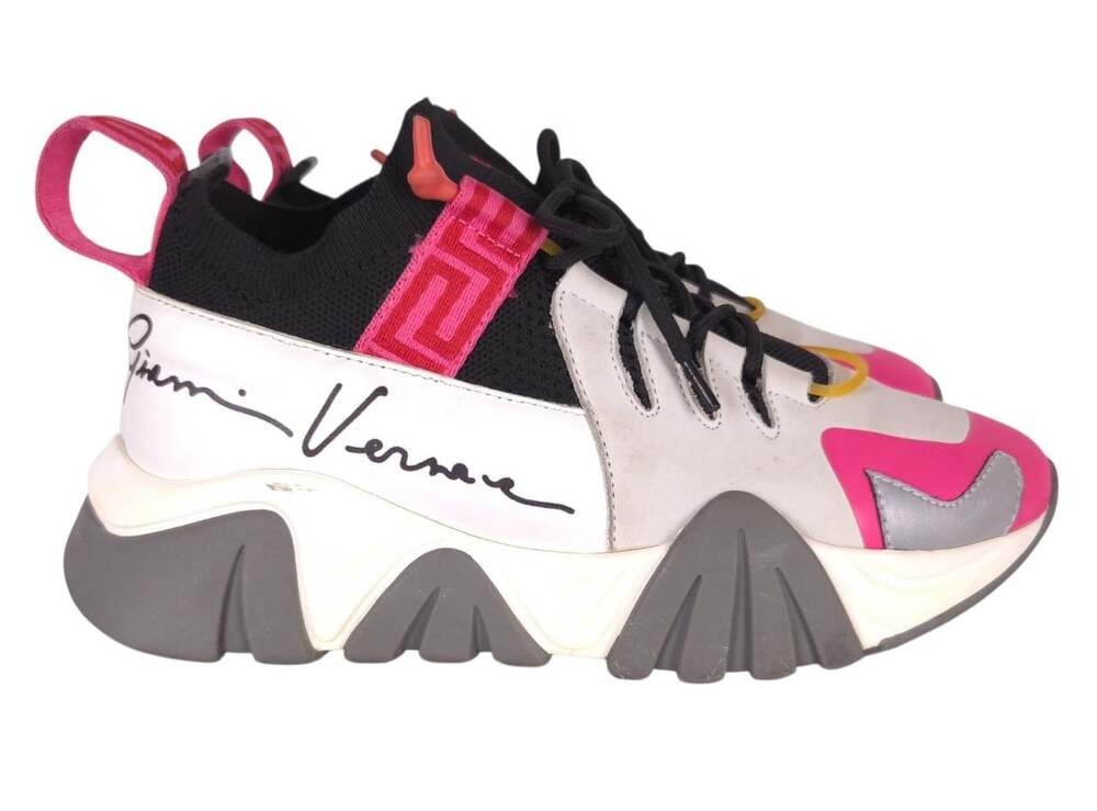 Versace Squalo Chunky Sneakers US 10 IT 40 Womens White Pink Black $1000
